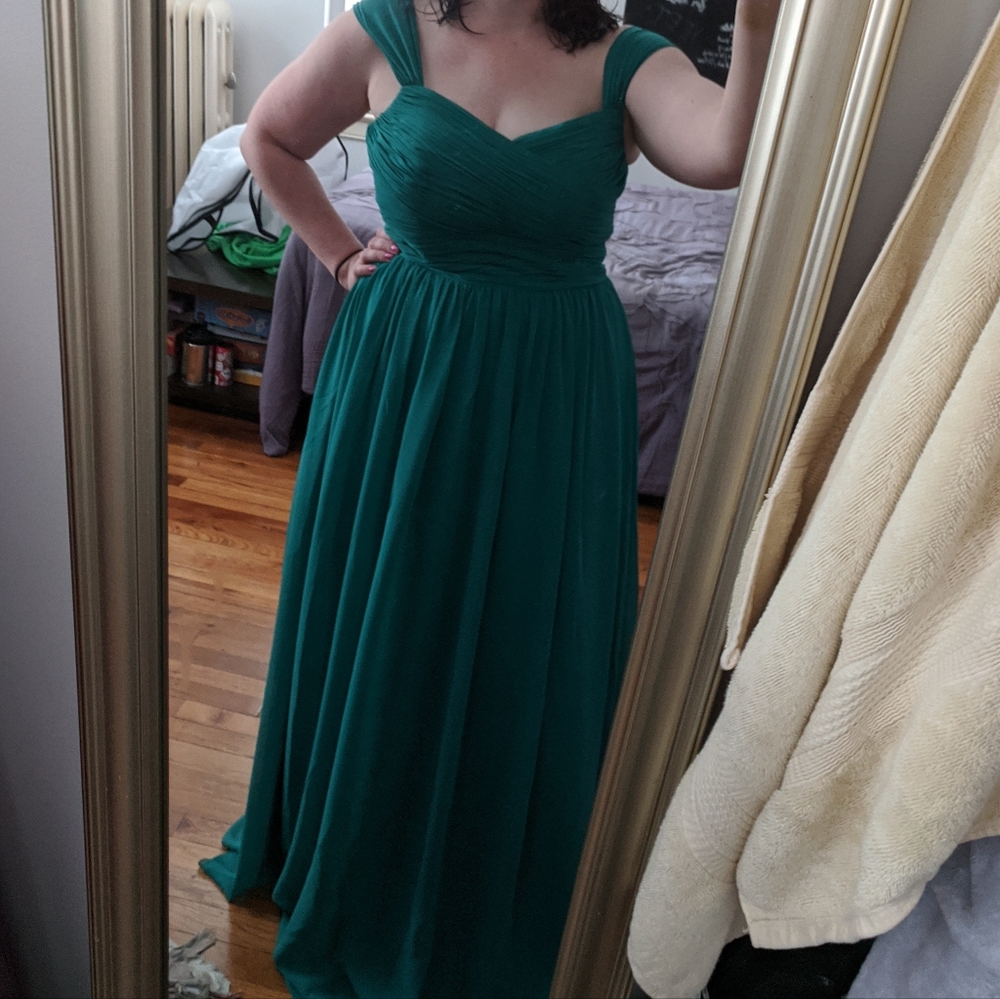 A10 Azazie Zapheira Jungle Green - Bridesmaid Formal Prom - like new! - Picture 2 of 2